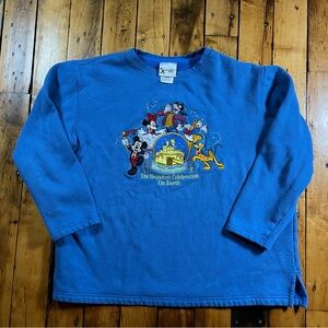 Walt Disney World Women’s XL Embroidered Mickey Daffy Fleece Pullover Sweater
